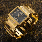 Gold & Silver Rectangular Women’s Bracelet Watch - Image 2
